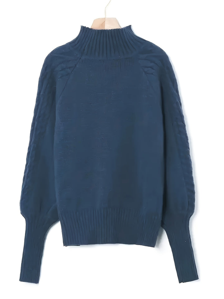 Women's Mock Neck Cable Aran Jumper 4