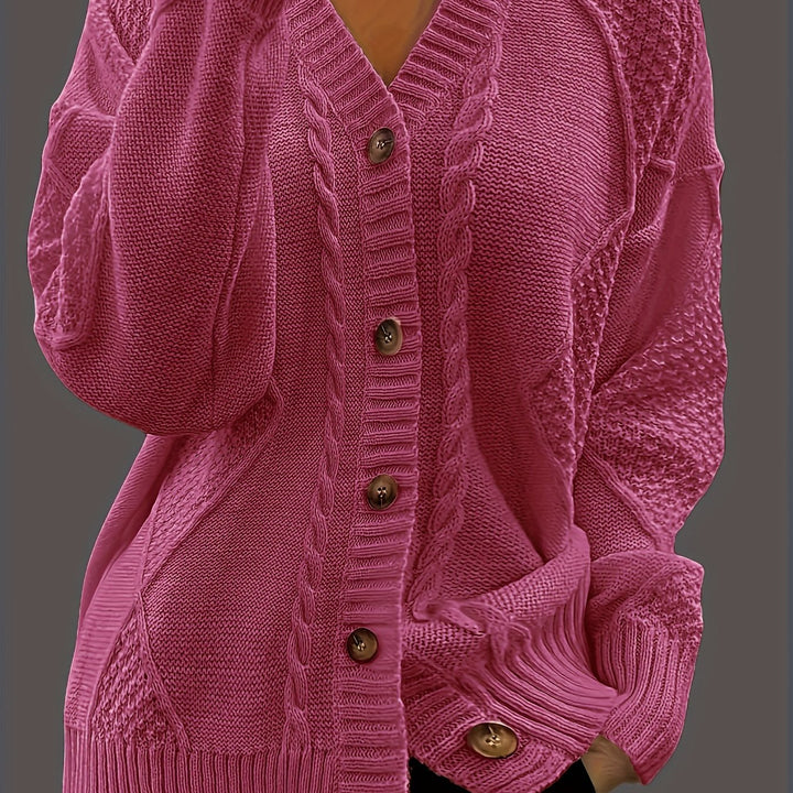Women's Chunky Cable Knit Aran Cardigan 12