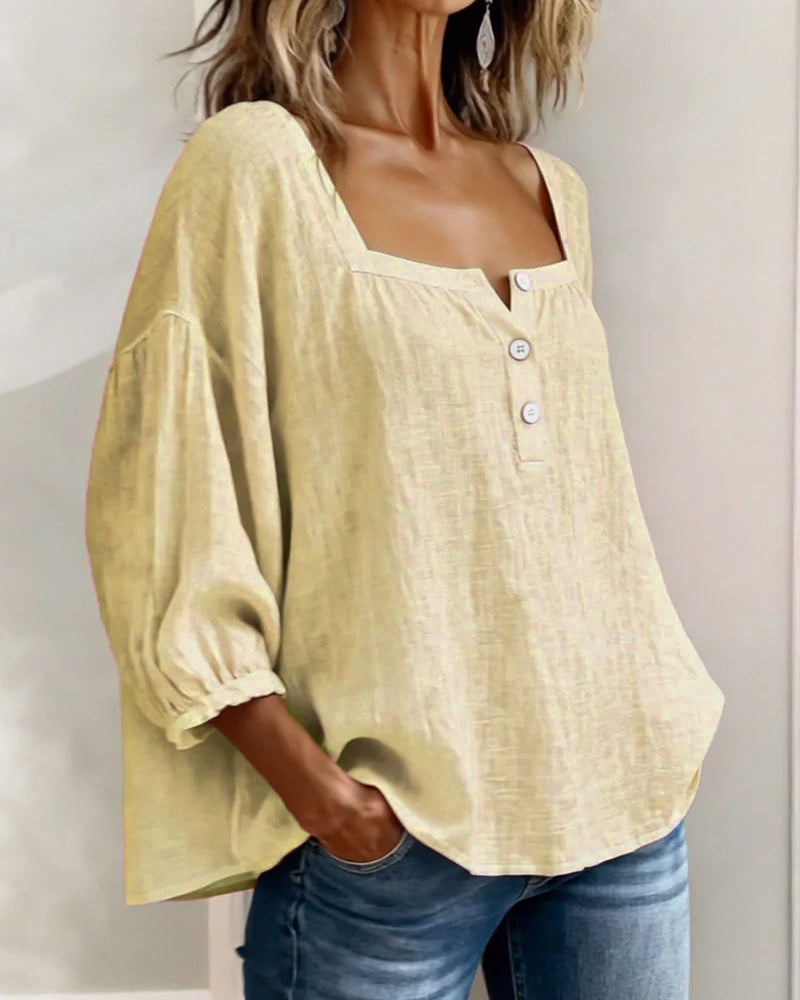 Orlinda | Puff Sleeve Blouse with Square Neckline