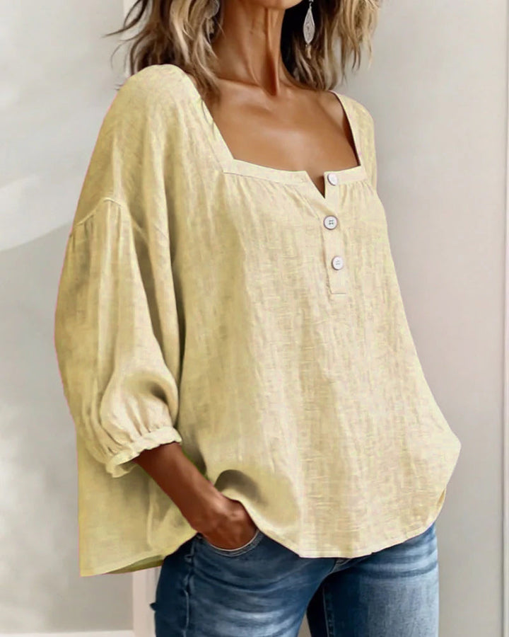 Orlinda | Puff Sleeve Blouse with Square Neckline