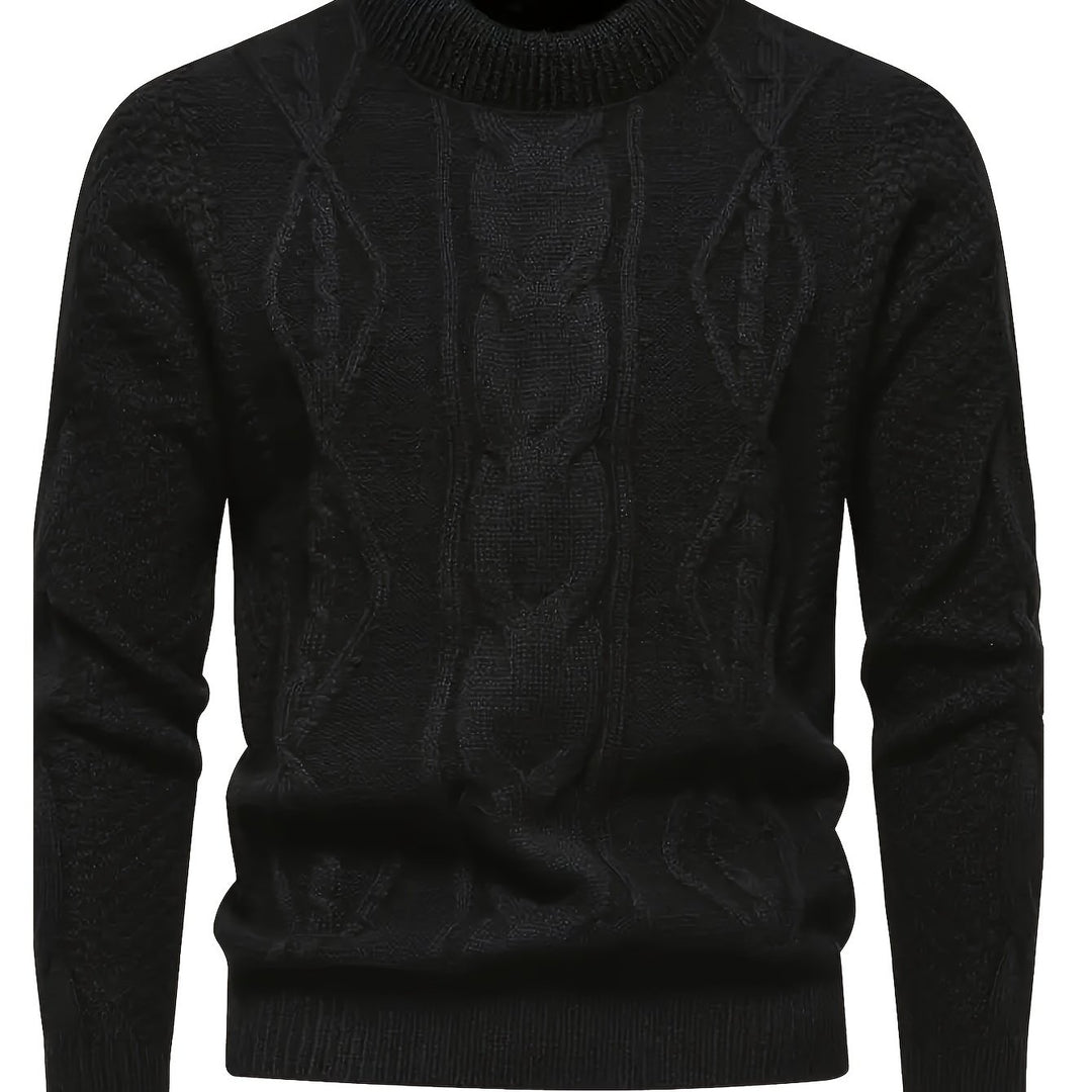 Men's Crew Neck Diamond Cable Knit Aran Jumper 12
