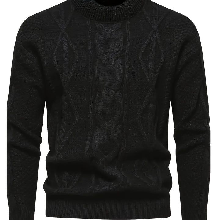 Men's Crew Neck Diamond Cable Knit Aran Jumper 12