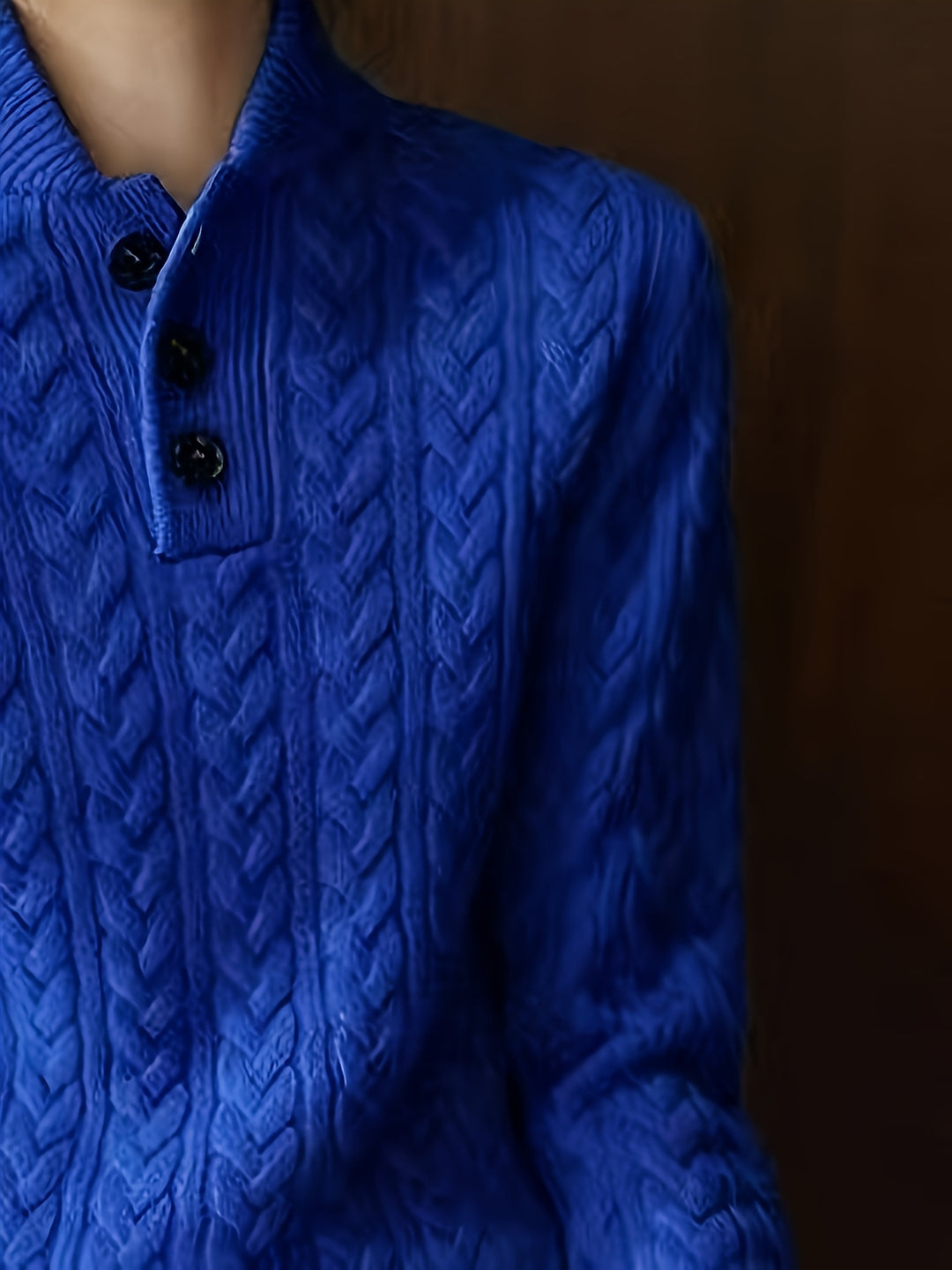 Women's Cable Knit Collared Aran Jumper 8