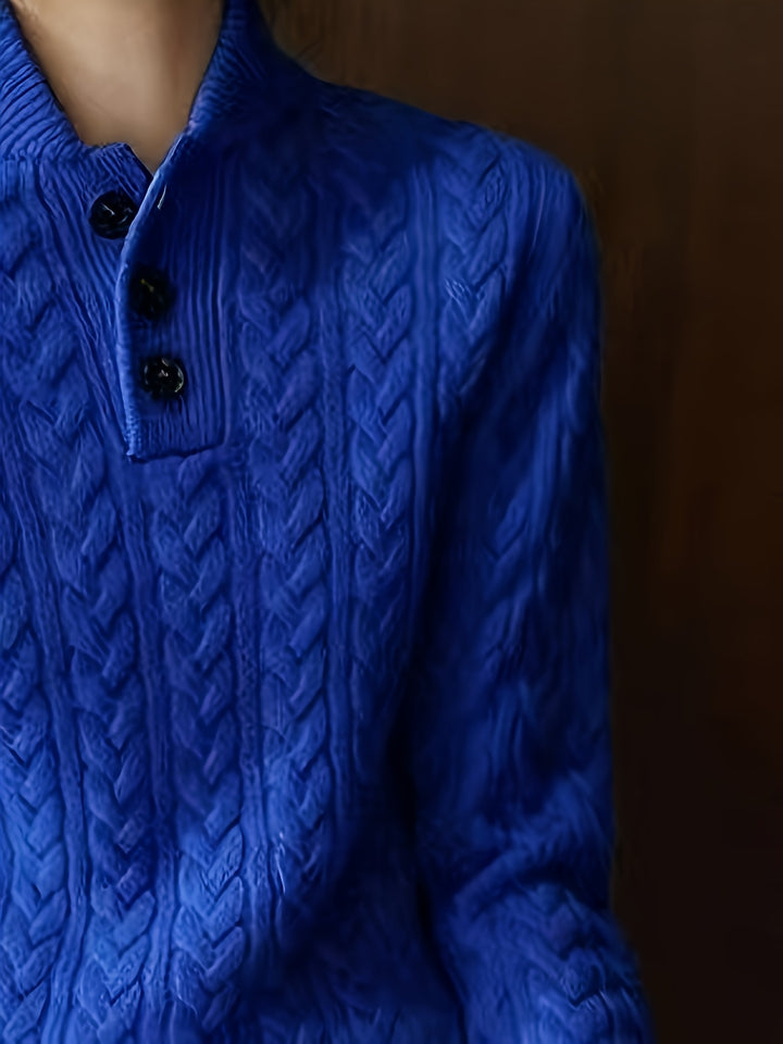 Women's Cable Knit Collared Aran Jumper 8