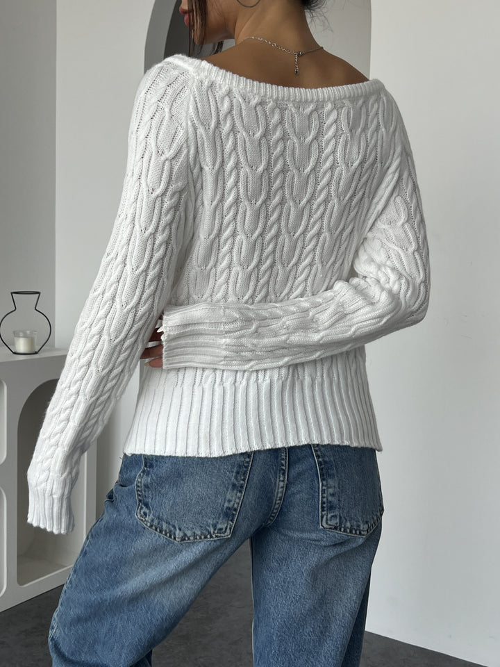 Women's Fitted Cable Knit Aran Sweater 4