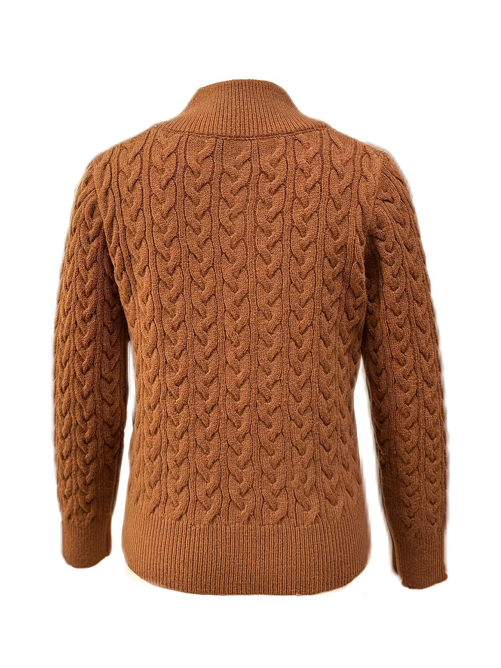 Women's Cable Knit Collared Aran Jumper 6