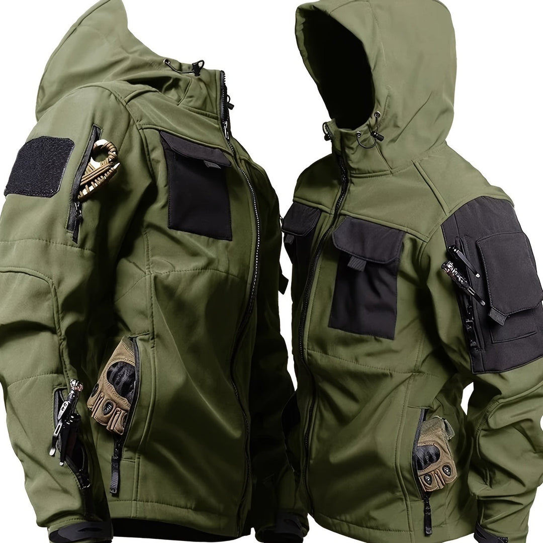 Men's Fleece Lined Hooded Softshell Multi Pocket Jacket 11