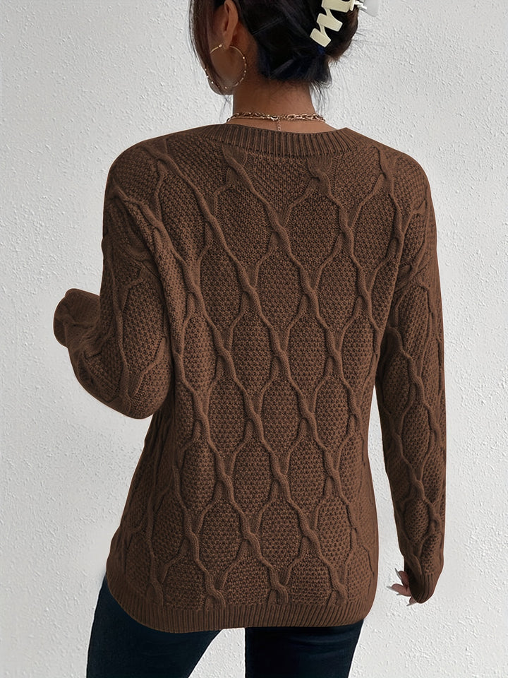 Women's Cosy Crew Neck Cable Aran Jumper 8