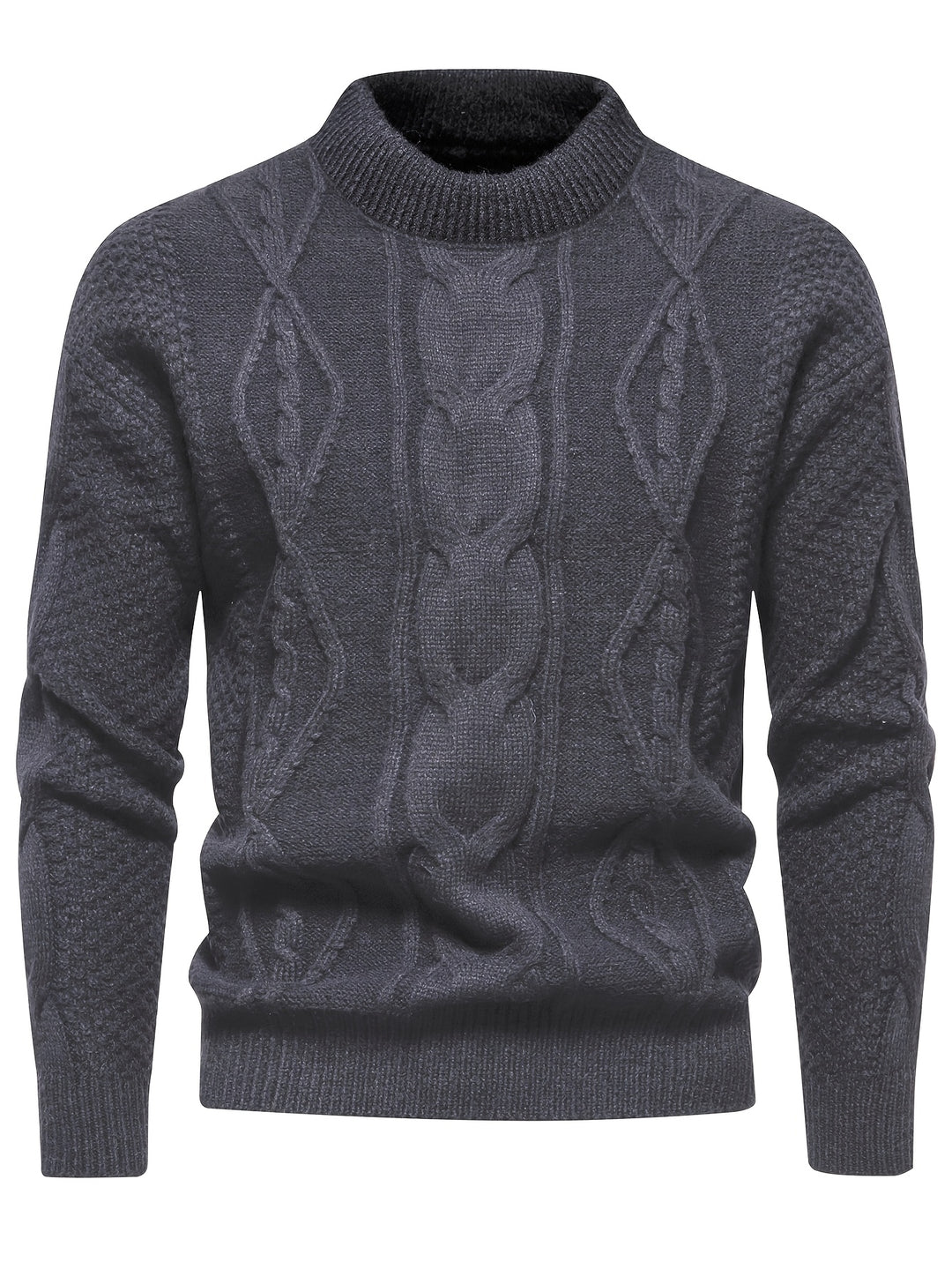 Men's Crew Neck Honeycomb Cable Aran Jumper 8