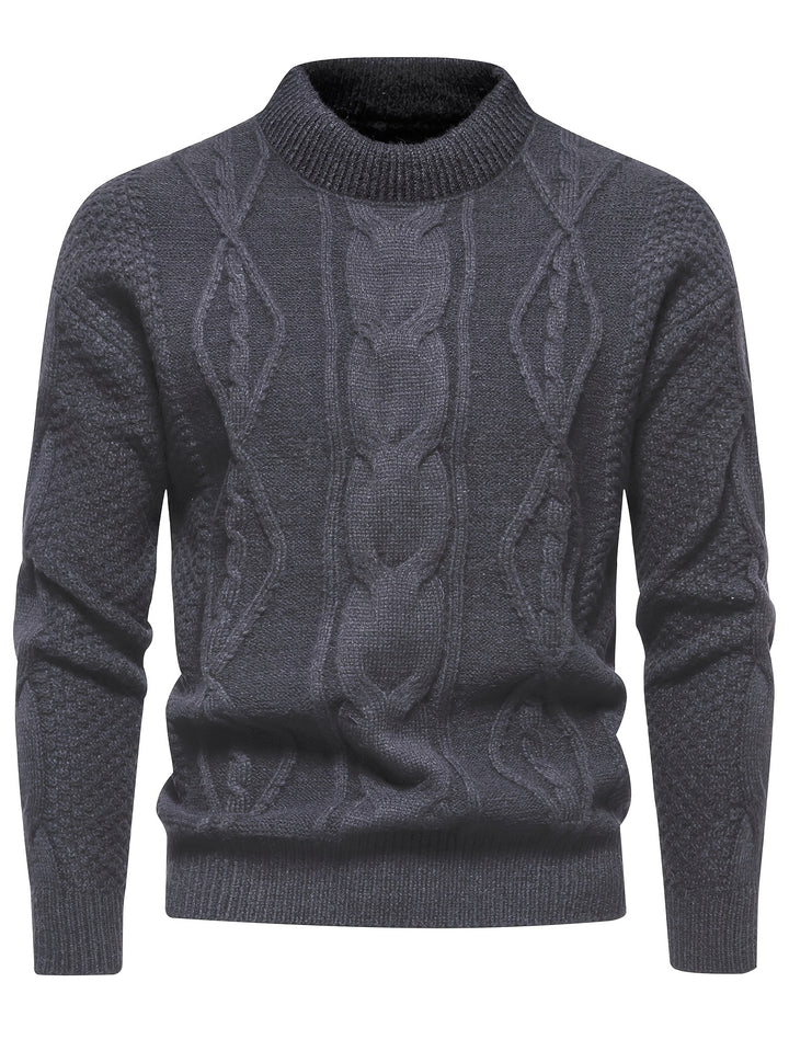 Men's Crew Neck Honeycomb Cable Aran Jumper 8