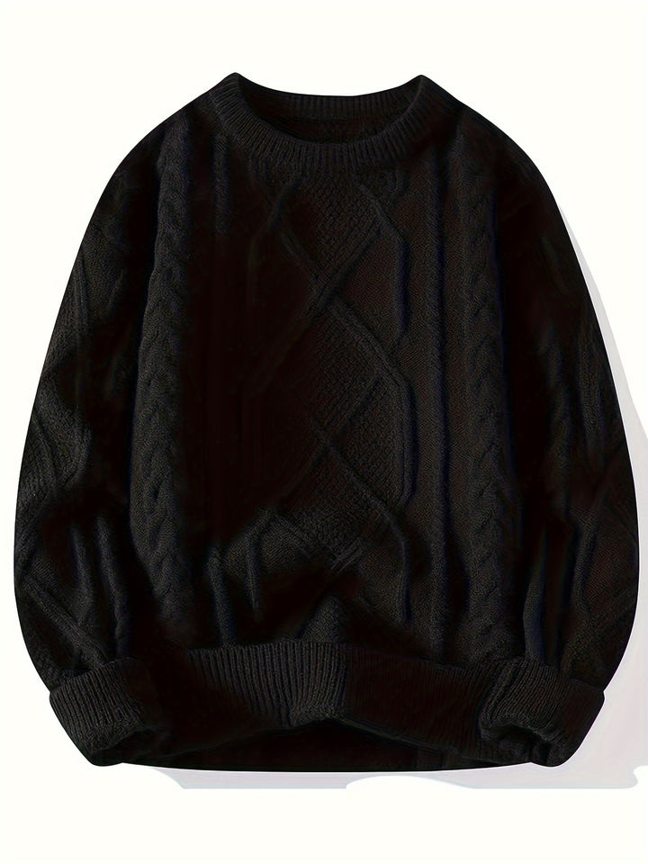 Men's Crew Neck Chunky Cable Aran Jumper 8