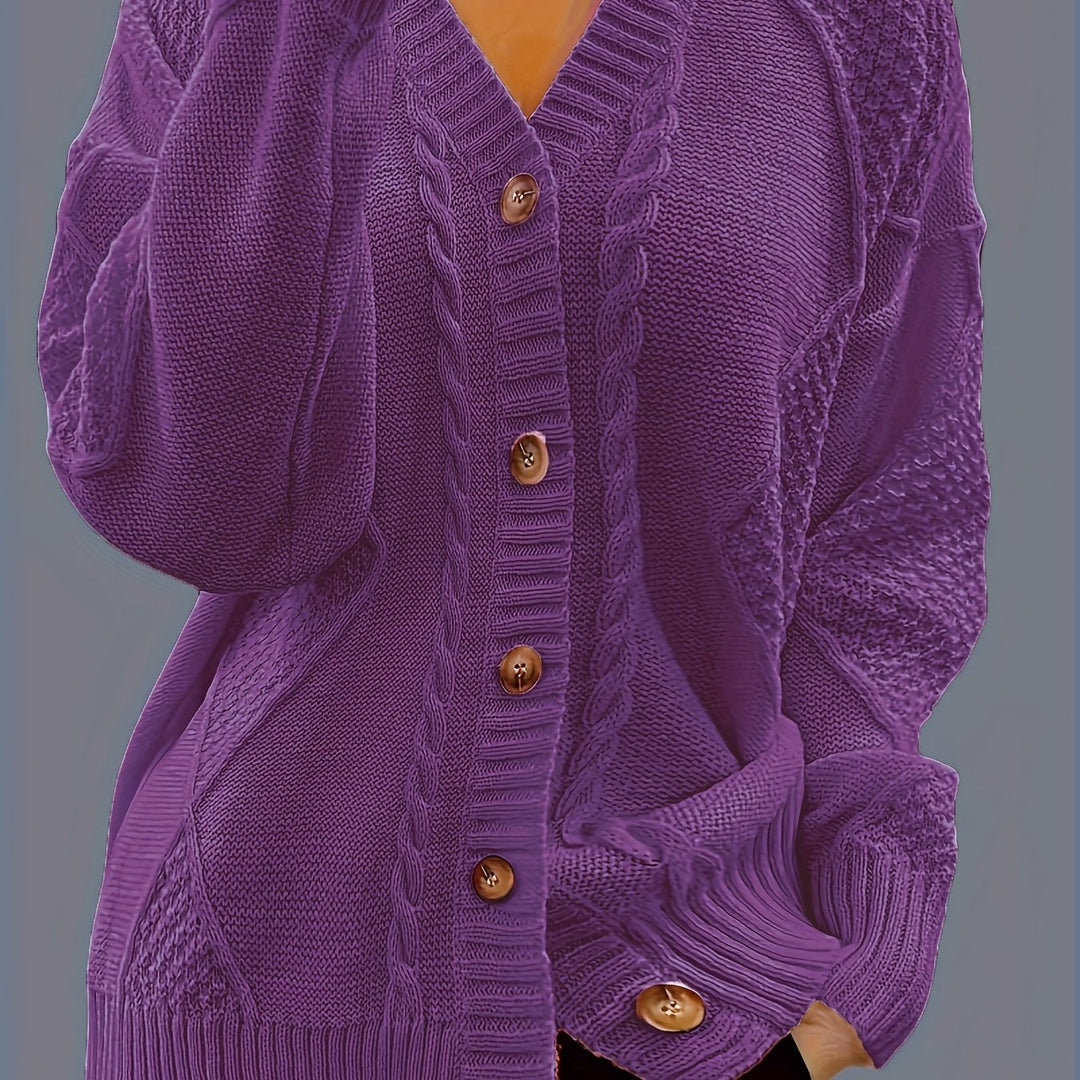 Women's Chunky Cable Knit Aran Cardigan 13