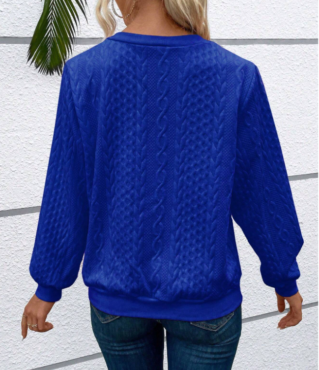 Women's Cable Knit Zip Neck Sweater - Blue