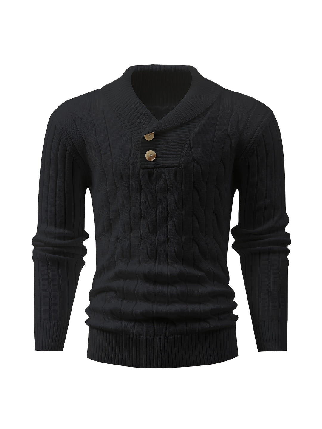Men's Shawl Collar Ribbed Knit Aran Jumper 3