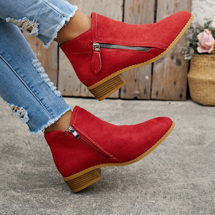 Aoibheann | Orthopedic Block Heel Ankle Boots with Side Zips