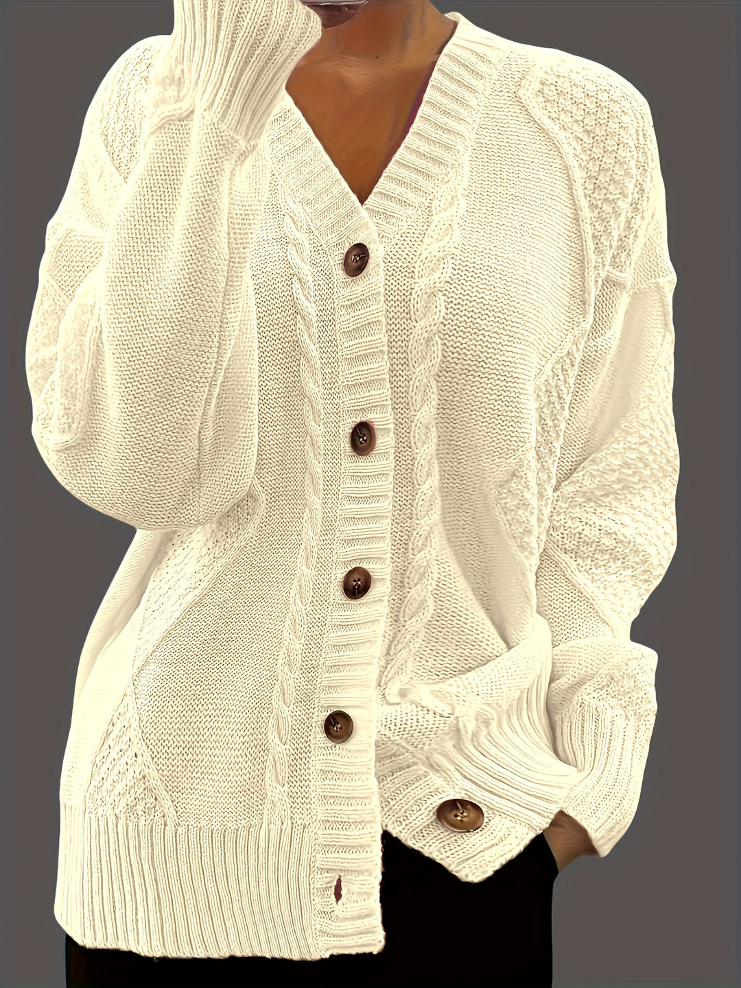 Women's Chunky Cable Knit Aran Cardigan 3