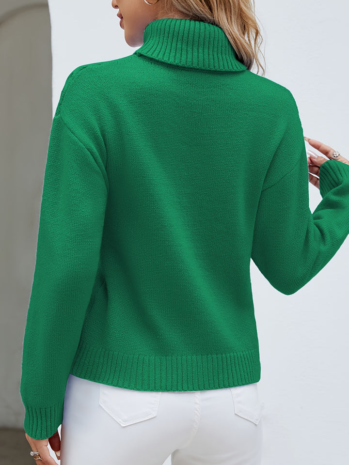 Women's Fitted Turtleneck Cable Aran Jumper 7