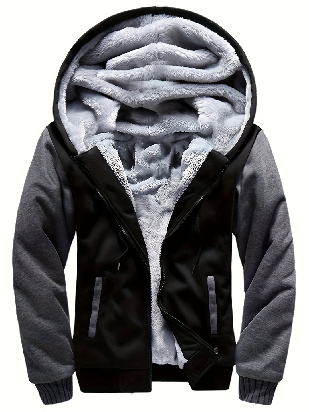 Men's Sherpa Lined Colour Block Zip Up Hoodie Jacket 1