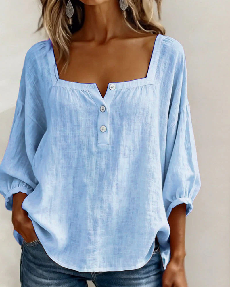 Orlinda | Puff Sleeve Blouse with Square Neckline