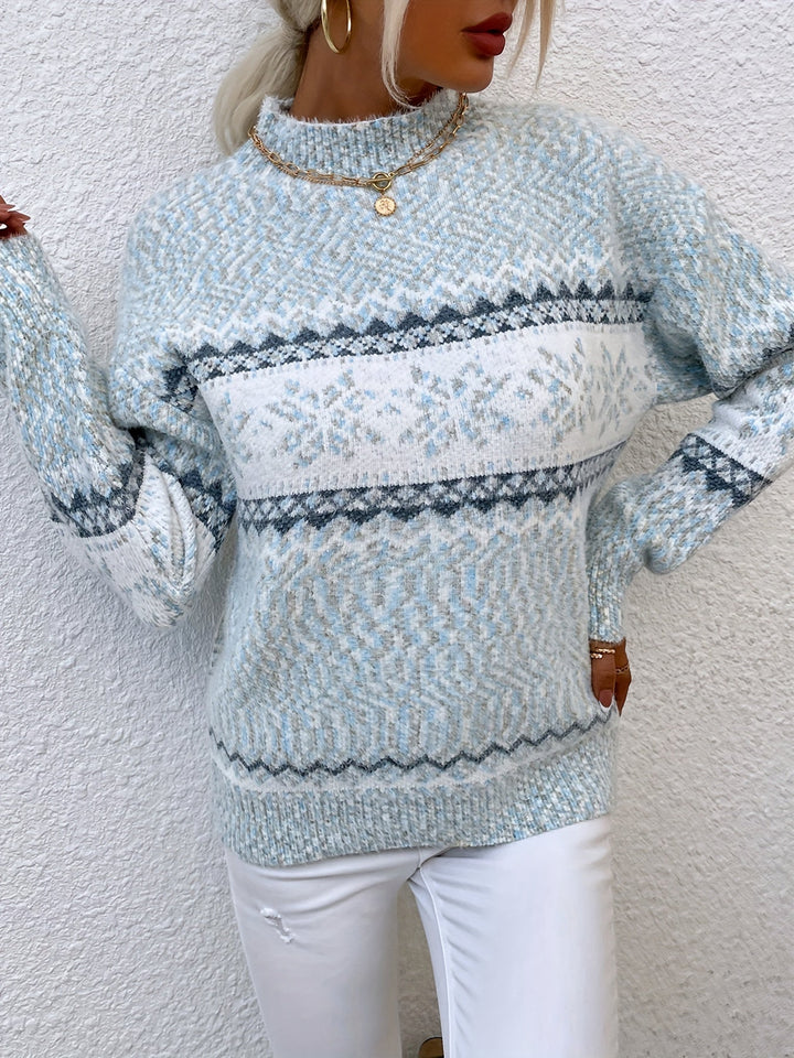 Women's Snowflake Mock Neck Christmas Jumper