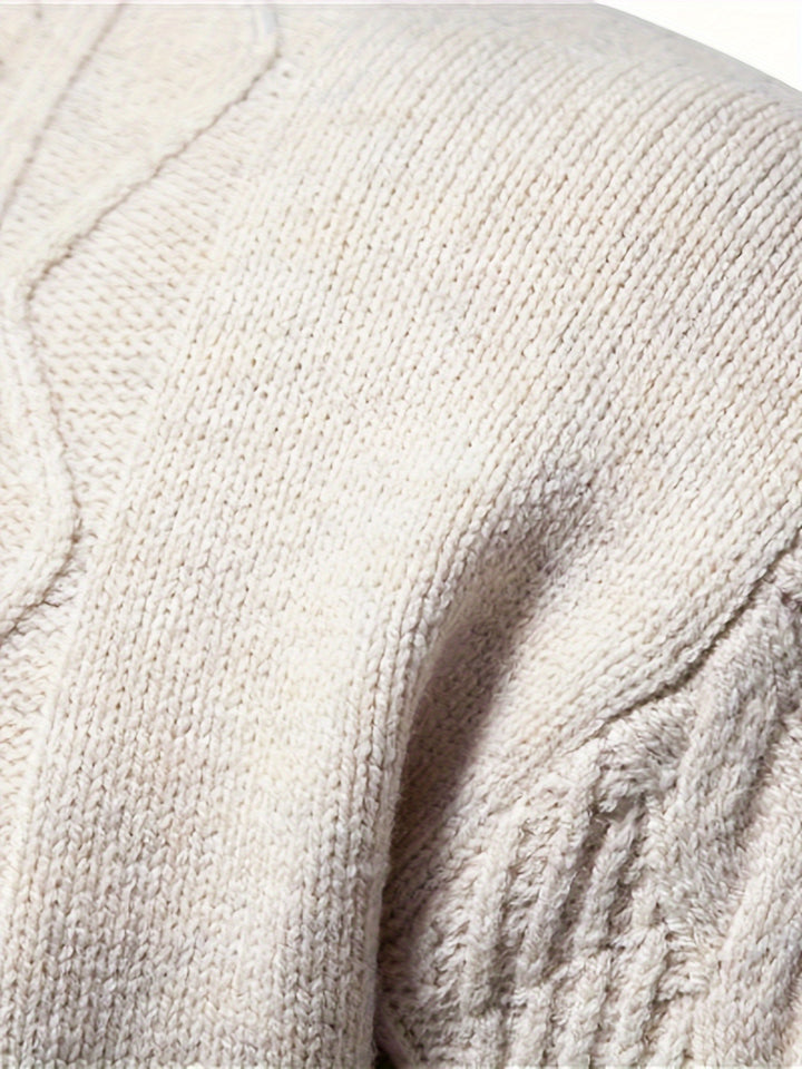 Men's Abstract Colour Block Cable Knit Aran Jumper 8