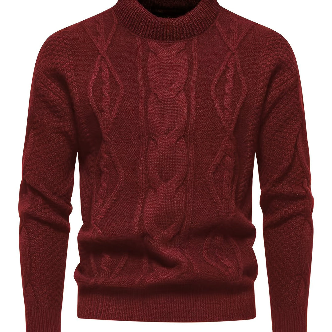 Men's Crew Neck Diamond Cable Knit Aran Jumper 15