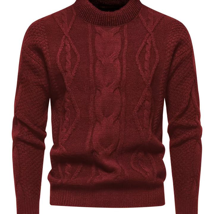 Men's Crew Neck Diamond Cable Knit Aran Jumper 15