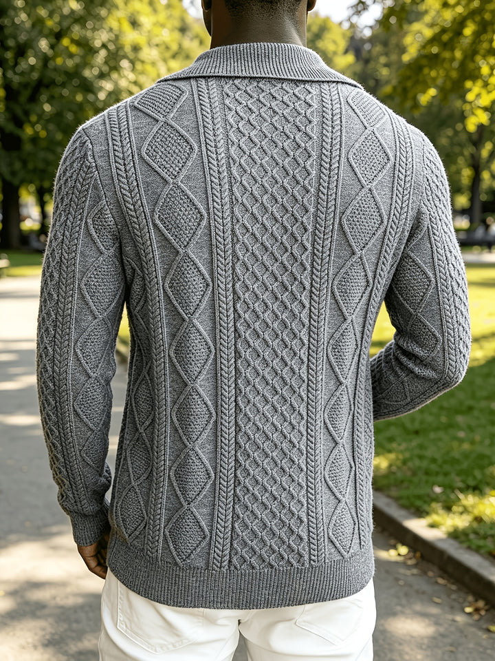 Men's Zip Up Cable Knit Aran Cardigan 7
