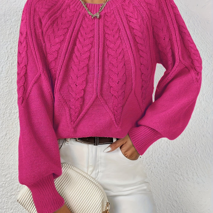 Women's Balloon Sleeve Cable Knit Aran Jumper 23