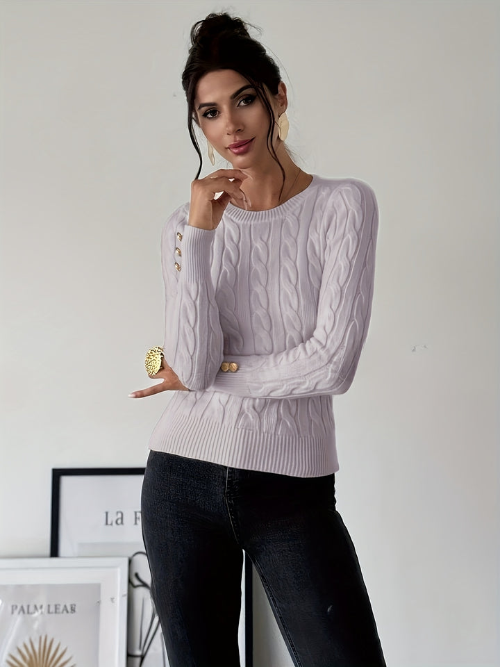 Women's Slim Fit Cable Knit Aran Jumper 3