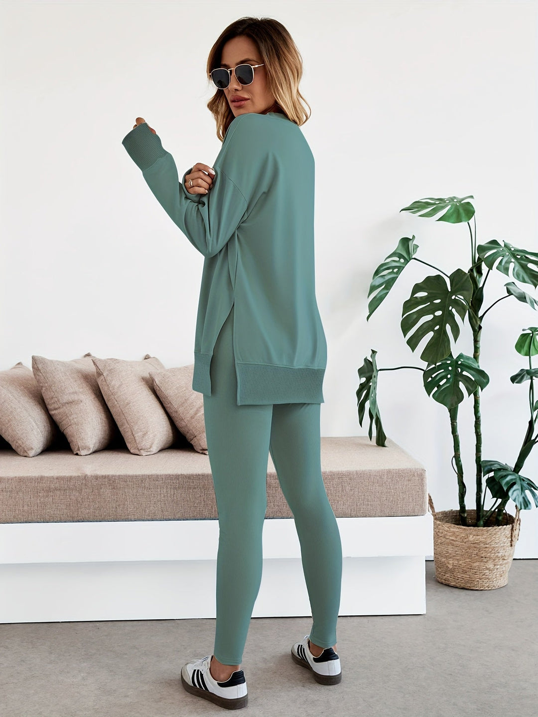 Women's Split Hem Top and Leggings Co Ord Set 4