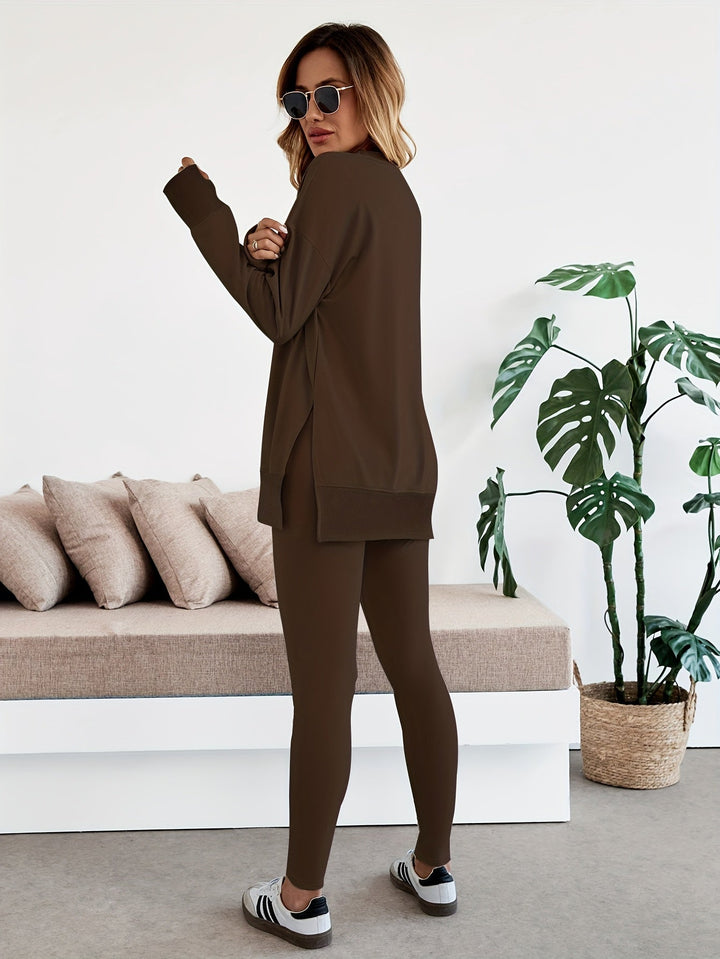 Women's Split Hem Top and Leggings Co Ord Set 6