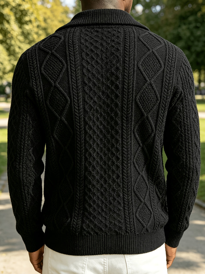 Men's Zip Up Cable Knit Aran Cardigan 6