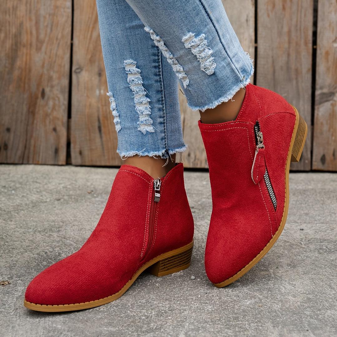 Aoibheann | Orthopedic Block Heel Ankle Boots with Side Zips