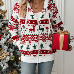 Posy | Women's Hooded Zip Up Christmas Cardigan