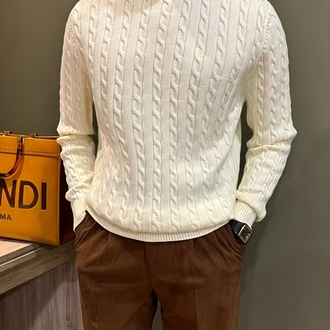 Men's Crew Neck Twisted Cable Aran Jumper 16
