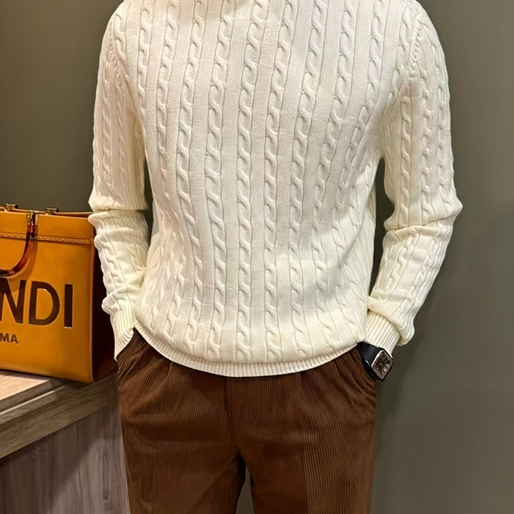Men's Crew Neck Twisted Cable Aran Jumper 16