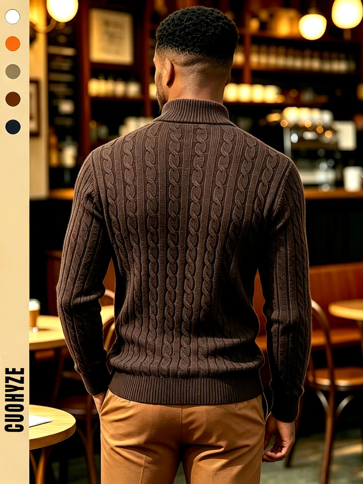 Men's Quarter Zip Cable Knit Aran Jumper 9