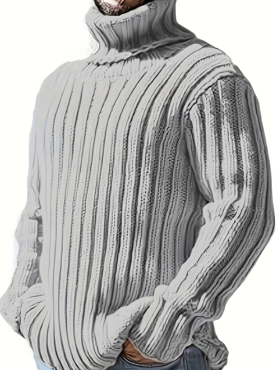 Men's Chunky Ribbed Turtleneck Aran Jumper 10