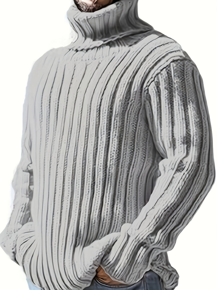 Men's Chunky Ribbed Turtleneck Aran Jumper 10