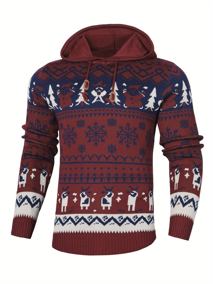 Men's Reindeer Knitted Christmas Hoodie