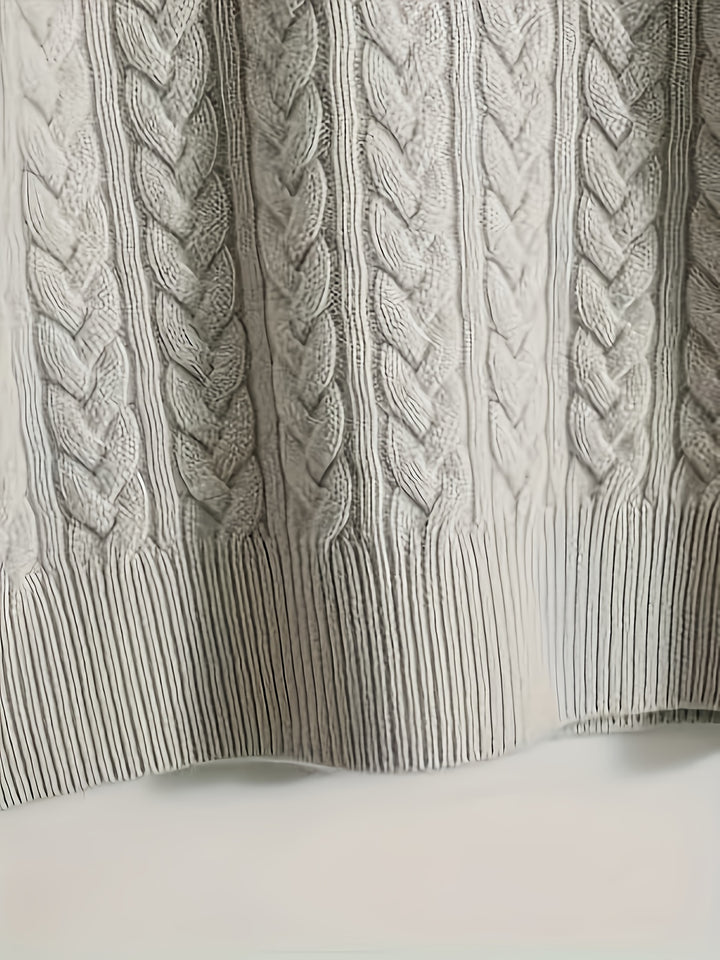 Women's Stand Collar Cable Aran Jumper 9