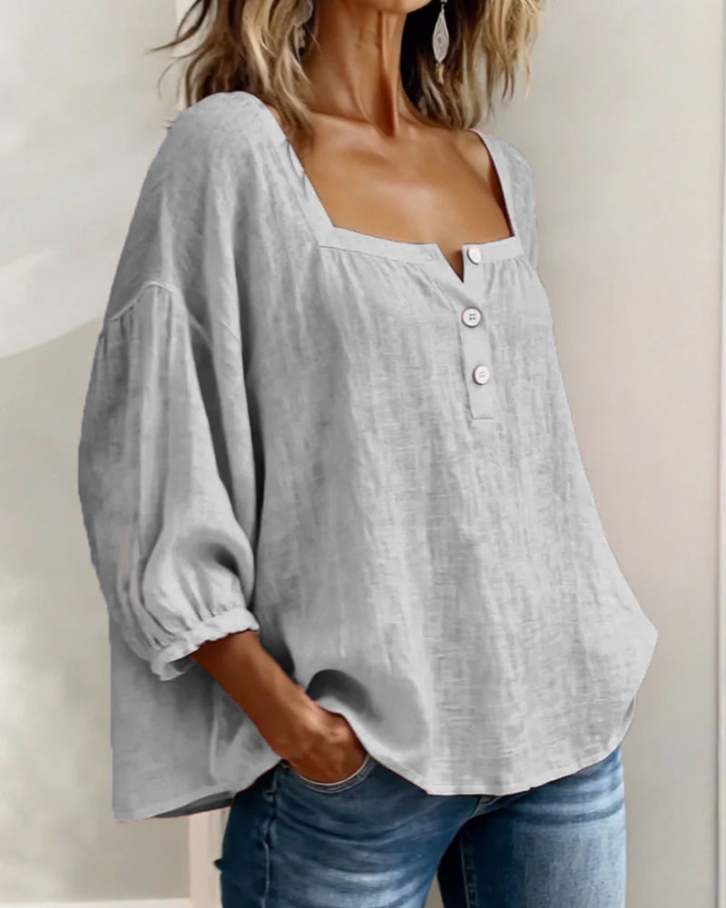 Orlinda | Puff Sleeve Blouse with Square Neckline