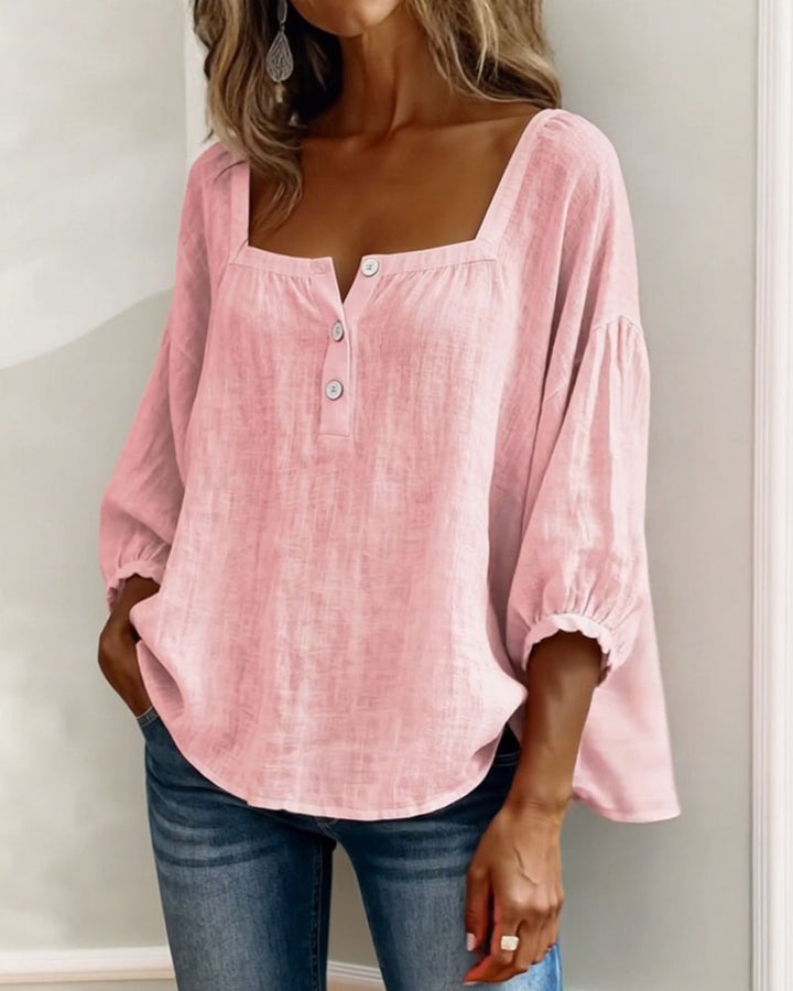 Orlinda | Puff Sleeve Blouse with Square Neckline