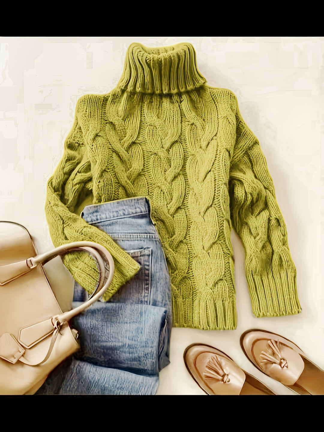 Women's Chunky Turtleneck Cable Aran Jumper 5