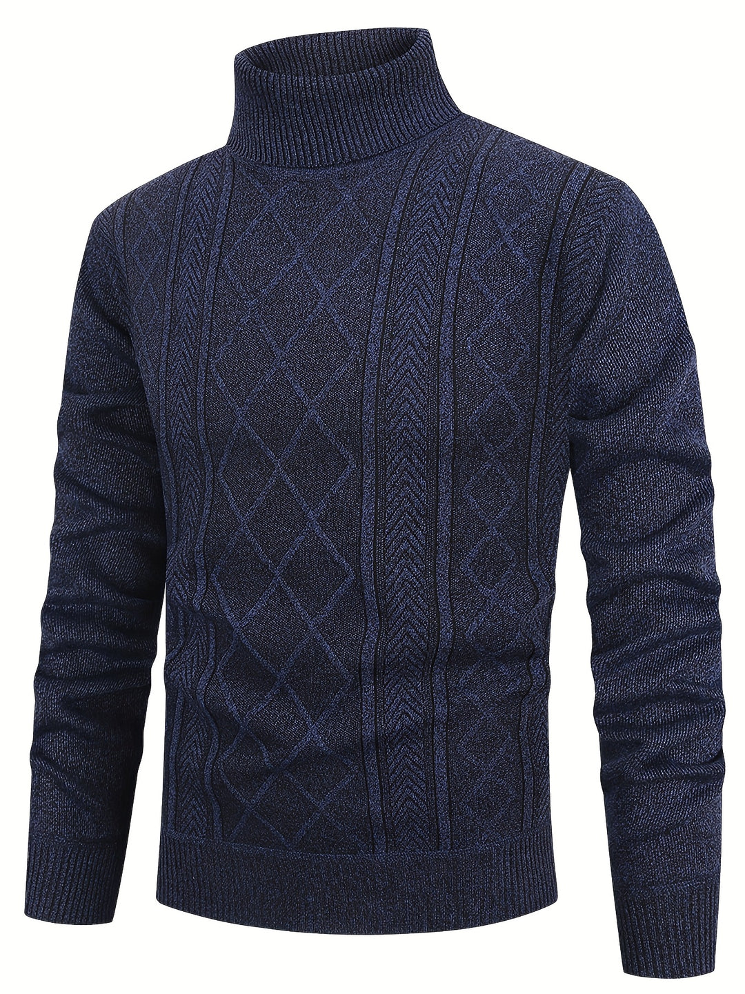 Men's Turtleneck Diamond Knit Aran Jumper 1
