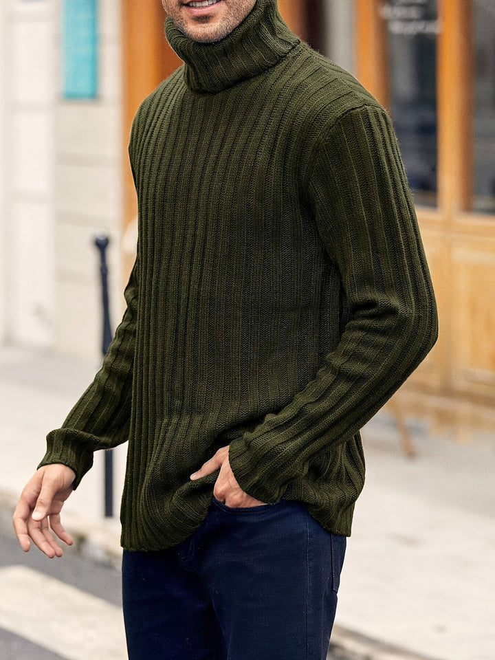Men's Chunky Ribbed Turtleneck Aran Jumper 11
