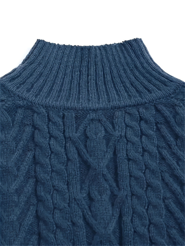 Women's Mock Neck Cable Aran Jumper 10