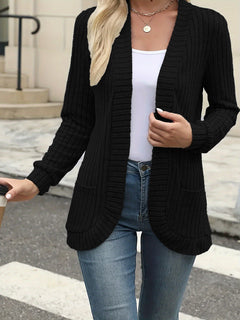 Iona | Women's Long Ribbed Knit Open Front Cardigan