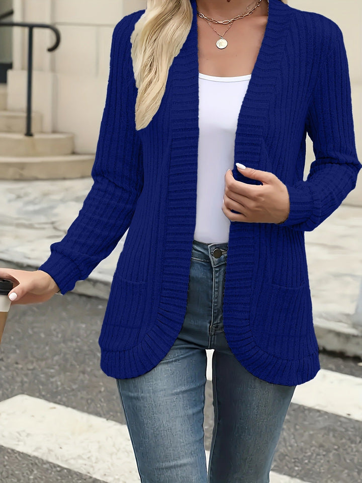 Women's Long Ribbed Knit Open Front Cardigan 2